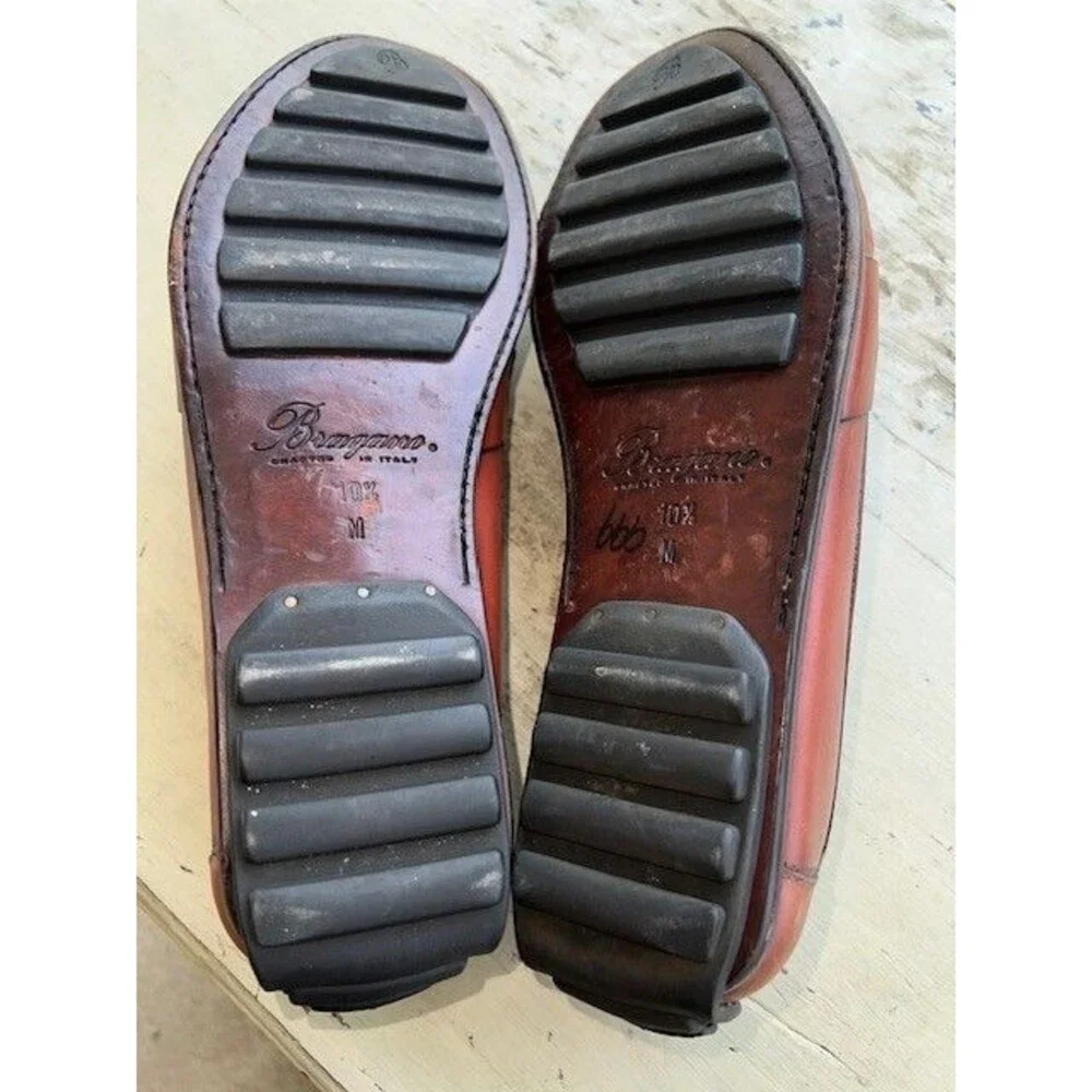 Bragano Men's Driving Penny Loafers Brown Leather Size 10.5M Made in Italy